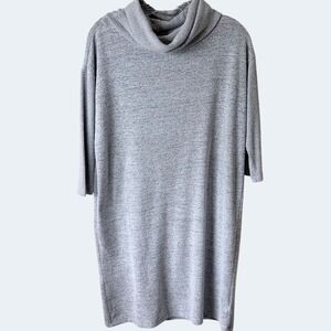 Gap Grey Cowl Neck Ribbed Sleeve Sweater Dress XS Minimalist Cozy Aesthetic